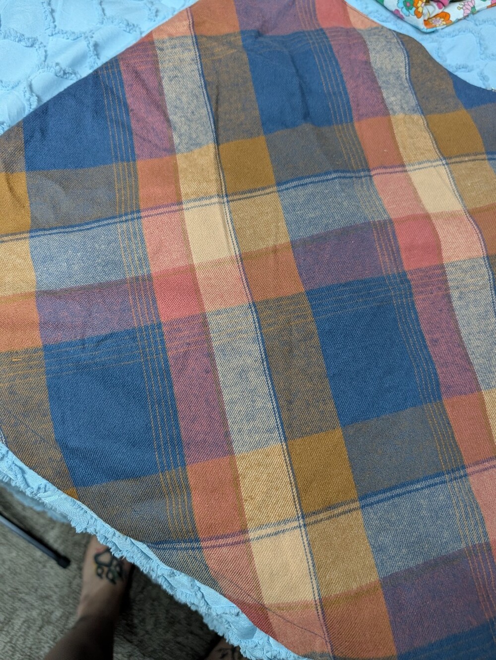 Plaid A-Line Skirt in Navy & Rust - Women Skirt - Picture 2 of 8